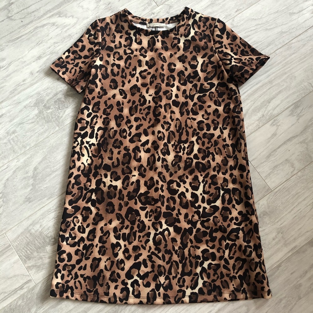 Zara Trafaluc Leopard Print Boxy Dress
